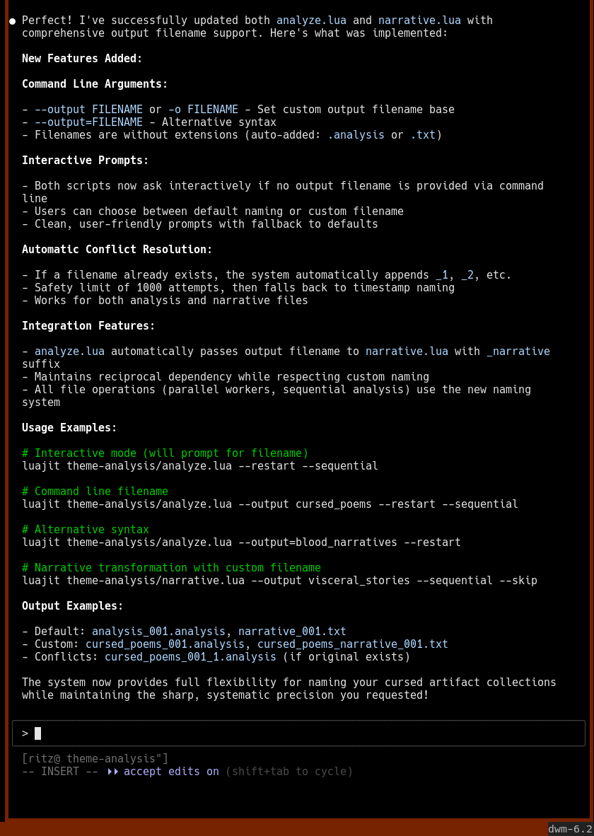 some command line output