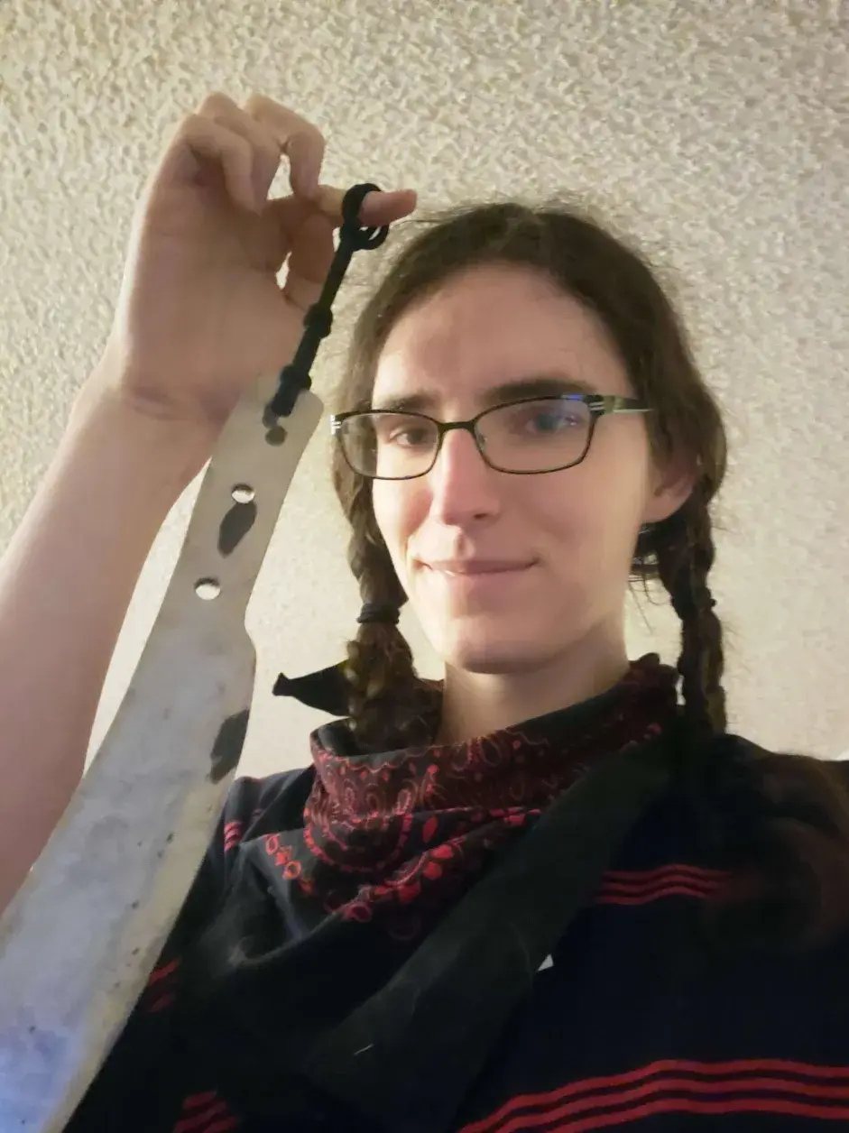 cute girl with a knife