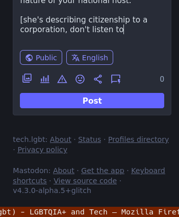  [she's describing citizenship to a corporation, don't listen to
