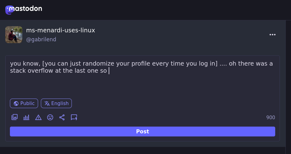 you know, you can just randomize your profile every time you log in  "something something stack overflow - what does an orange website that looks like it's from our parents generation have to do with ancient prehistoric mammals?"  wait are those the ones with the tusks  "yeah totally. Huh what a weird way to build a collection."