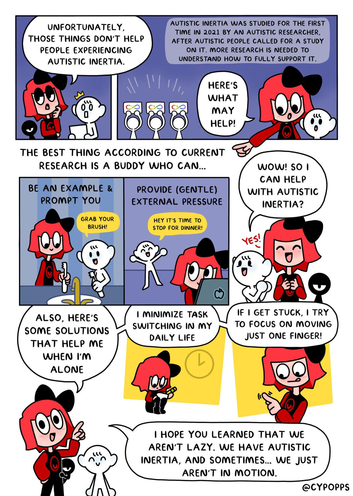 something that can help with autistic inertia is having a buddy who you can mimic and follow along with. Otherwise, try moving just a single finger, one little inch.