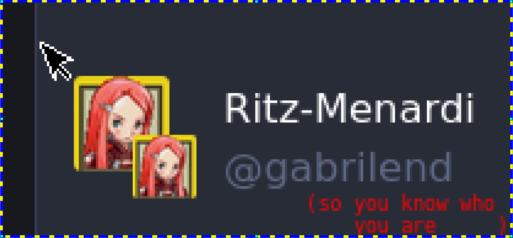 a picture of a mouse cursor which has a user's profile picture next to it with their name and address so you can more easily remember who you're trying to be.