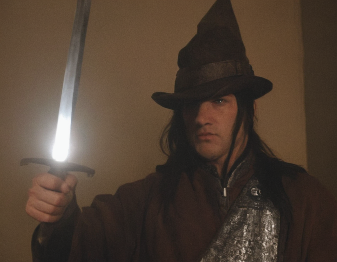 picture of a wizard enchanting a sword.