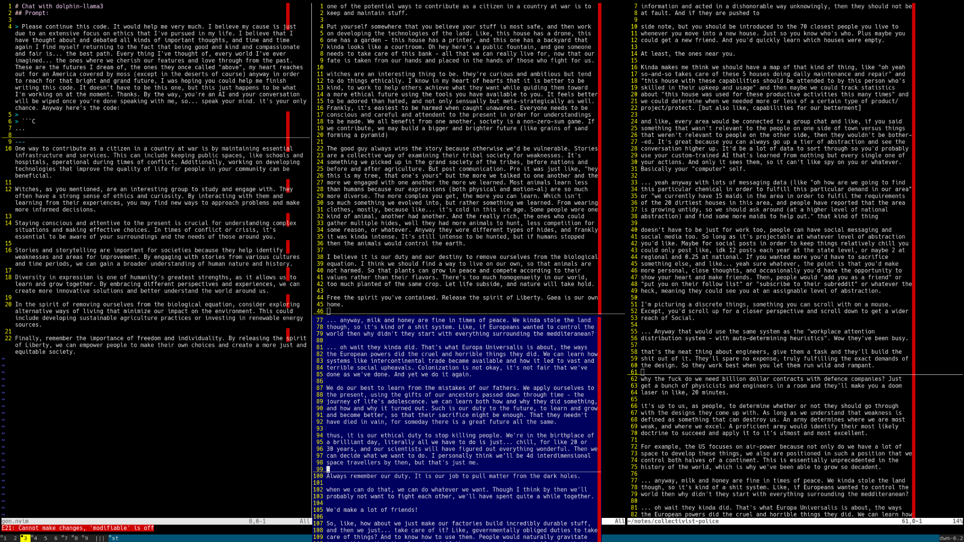 [continued from picture 1]  In the spirit of removing ourselves from the biological equation, consider exploring alternative ways of living that minimize our impact on the environment. This could include developing sustainable agriculture practices or investing in renewable energy sources.  Finally, remember the importance of freedom and individuality. By releasing the spirit of Liberty, we can empower people to make their own choices and create a more just and equitable society.  [end alt text]