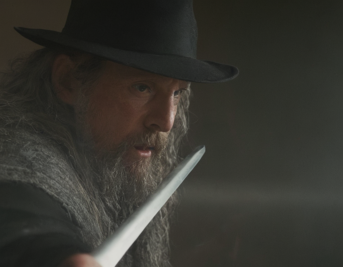 picture of a wizard enchanting a sword.