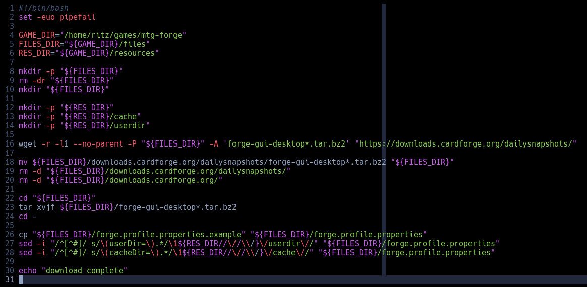 some bash code which downloads an open source card game