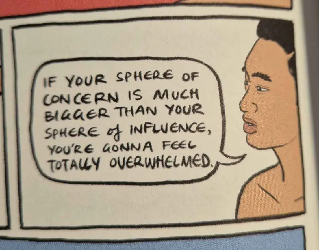 if your sphere of concern is much bigger than your sphere of influence, you're gonna feel totally overwhelmed.