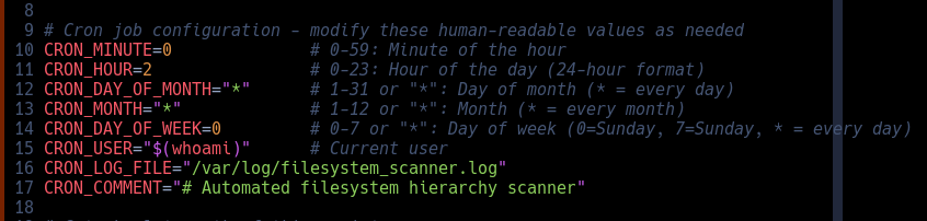 an example script written in the bash computer language that has all the variables hidden behind comments on the left. makes it very hard to try new variables.
