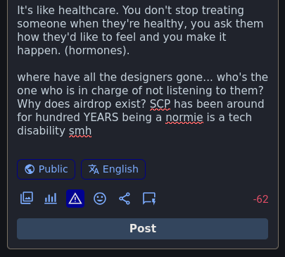 where have all the designers gone... who's the one who is in charge of not listening to them? Why does airdrop exist? SCP has been around for hundred YEARS being a normie is a tech disability smh